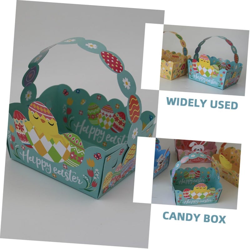 MOBUTOFU Easter Party Candy Boxes 50pcs DIY Portable Favor Boxes Green Basket Style with Handle for Treat Storage and Festival Packaging - Image 3