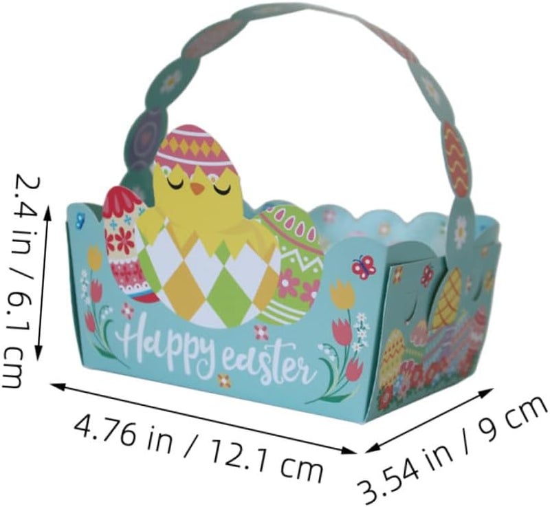 MOBUTOFU Easter Party Candy Boxes 50pcs DIY Portable Favor Boxes Green Basket Style with Handle for Treat Storage and Festival Packaging - Image 2