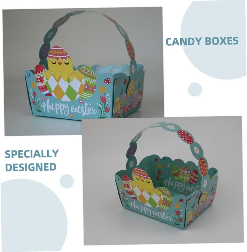 MOBUTOFU Easter Party Candy Boxes 50pcs DIY Portable Favor Boxes Green Basket Style with Handle for Treat Storage and Festival Packaging - Image 5