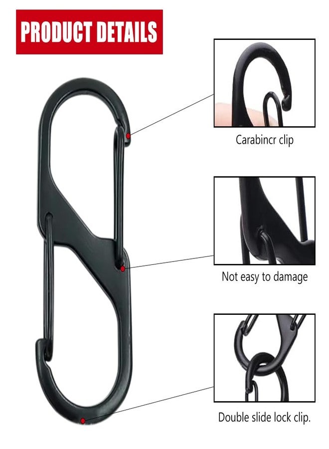 Proberos® 5Pcs Mini Carabiners for Keys - 2.36 Inch Small S Hook Carabiner Keychain, Zinc Alloy Durable Snap Clip for Camping, Hiking, Travel, Backpack, Outdoor Gear (Black) - Image 3