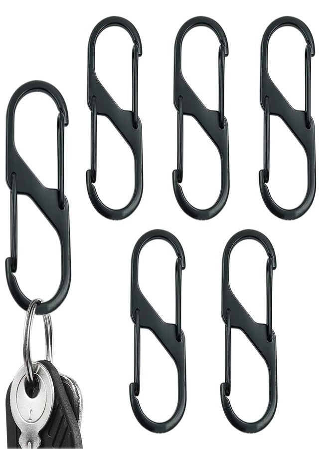 Proberos® 5Pcs Mini Carabiners for Keys - 2.36 Inch Small S Hook Carabiner Keychain, Zinc Alloy Durable Snap Clip for Camping, Hiking, Travel, Backpack, Outdoor Gear (Black) - Image 1