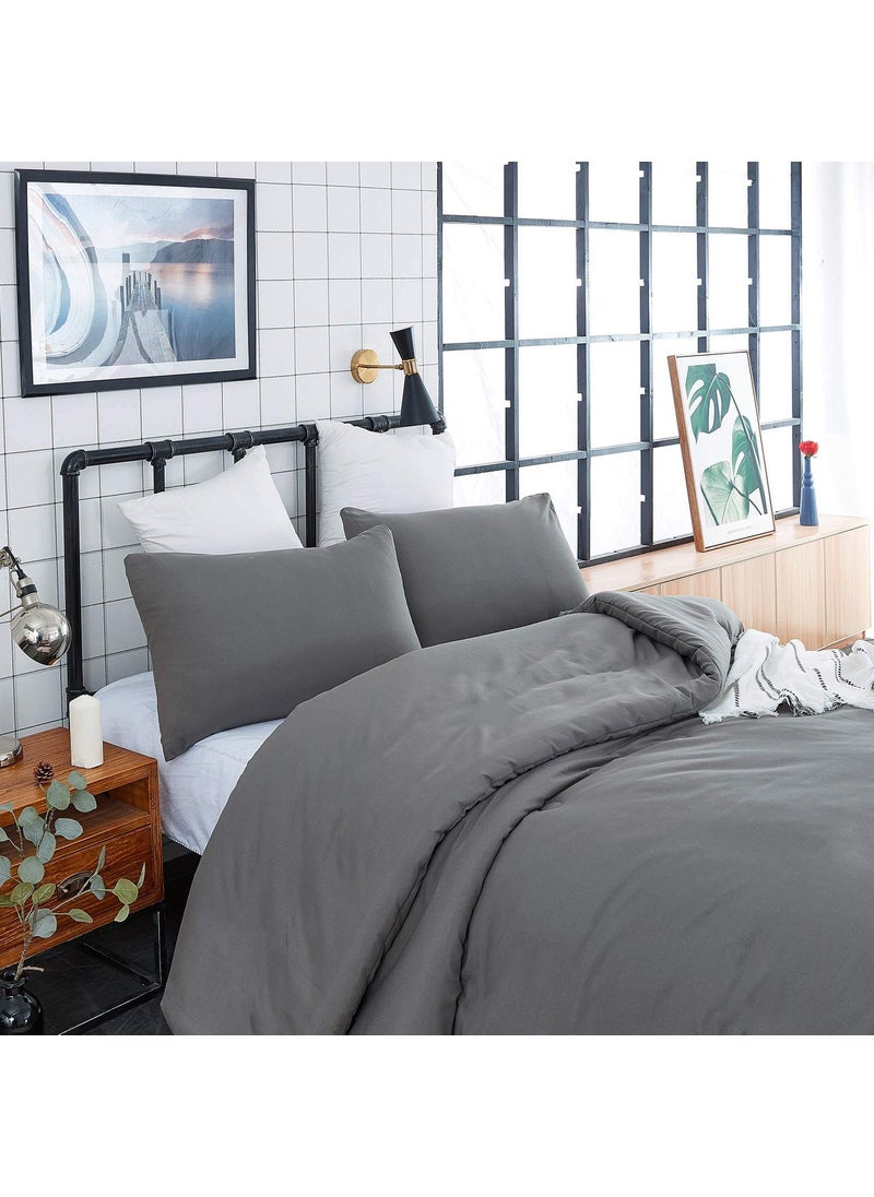 Houseri Houseri Dark Grey Comforter Set King Deep Gray Bedding Men Plain Grey Comforters Sets King Size for Women Solid Gray King Size Comforter Set Women Elegant Dark Gray Comforter Bed Blanket Quilts King  - Image 3