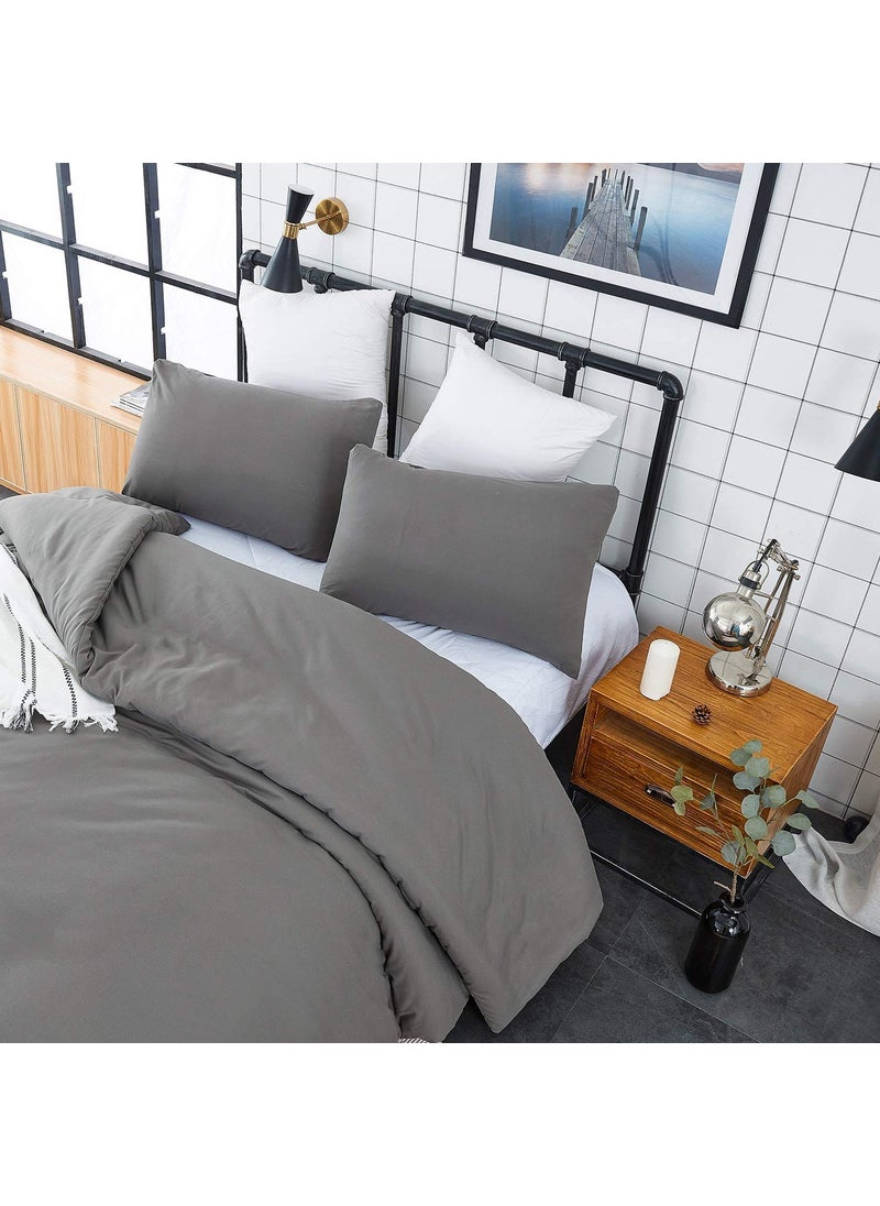 Houseri Houseri Dark Grey Comforter Set King Deep Gray Bedding Men Plain Grey Comforters Sets King Size for Women Solid Gray King Size Comforter Set Women Elegant Dark Gray Comforter Bed Blanket Quilts King  - Image 2