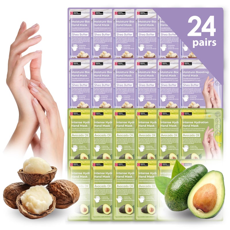 innerest Innerest Original Derma Beauty - 24 Pairs Hand Mask Bulk Shea Butter + Avocado Hand Masks Moisturizing Glove (Assort #2) 