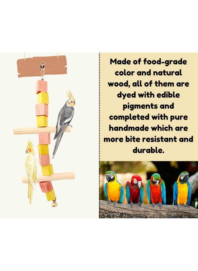 Generic Bird Toy Natural Wooden Chewing 2 Perch Swing Toy For Small To Medium Birds - Bird Cage Accessories  - Image 3
