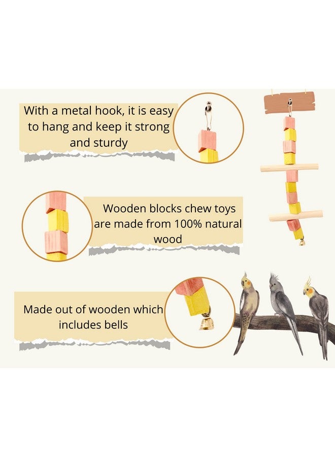 Generic Bird Toy Natural Wooden Chewing 2 Perch Swing Toy For Small To Medium Birds - Bird Cage Accessories  - Image 2