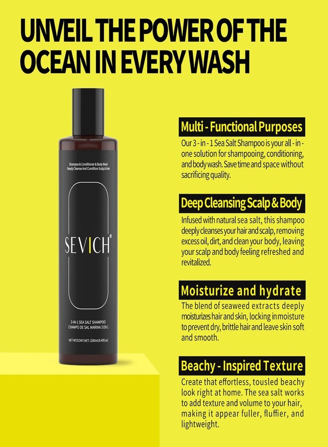 SEVICH Sea Salt Shampoo & Conditioner & Body Wash 3-in-1 for Beach and Swimming | Natural Deep Cleansing & Moisturizing | 200ml for Hair & Skin Care - Image 4
