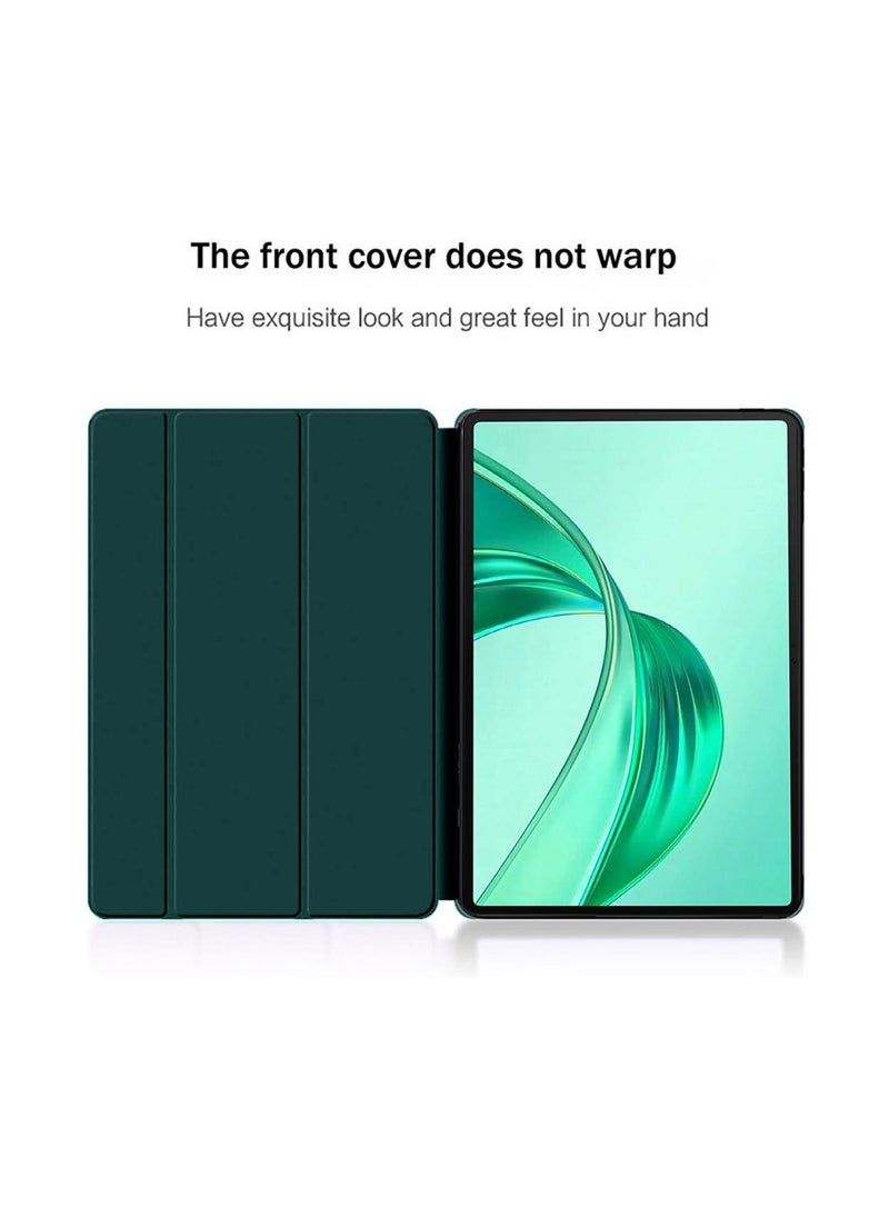 Techie - Honor Pad X8a 11 Inch 2024 Smart Folio Flip Trifold Back Case with Auto Wake/Sleep Function Cover - Dark Green - Image 1