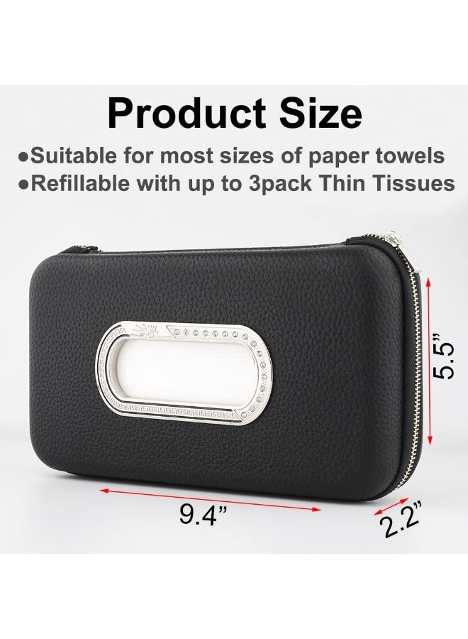 NOSKIN Car Tissue Holder, Premium PU Leather Sun Visor & Backseat Napkin Case, Black - Image 3