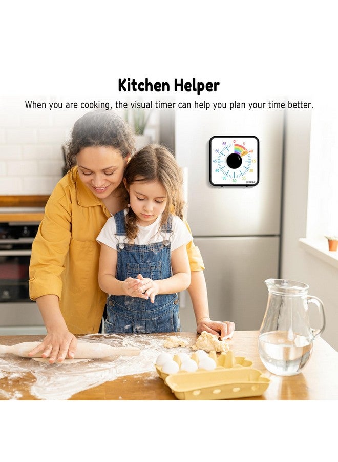 Secura 60-Minute Visual Timer, 7.5 Inch Magnetic Rainbow Countdown Timer for Classroom or Kitchen, Durable Mechanical Timer Clock with Magnetic Backing (Black & Sun) - Image 5