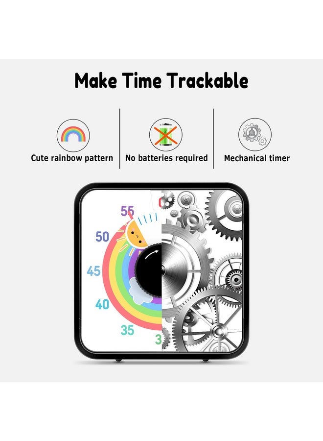 Secura 60-Minute Visual Timer, 7.5 Inch Magnetic Rainbow Countdown Timer for Classroom or Kitchen, Durable Mechanical Timer Clock with Magnetic Backing (Black & Sun) - Image 2