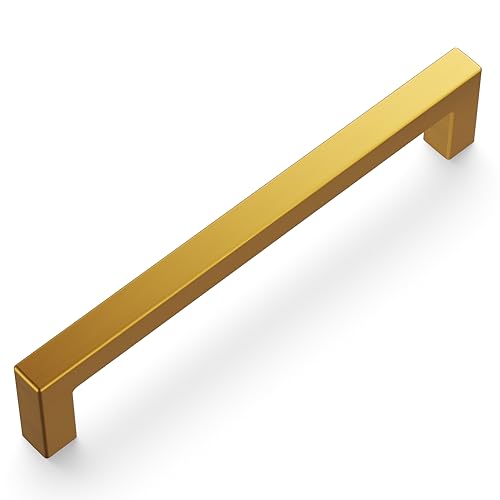 Hickory Hardware Solid Core Kitchen Cabinet Pulls, Luxury Cabinet Handles, Hardware for Doors & Dresser Drawers, 5-1/16 Inch (128mm) Hole Center, Brushed Golden Brass, Skylight Collection (Pack of 1) - Image 2