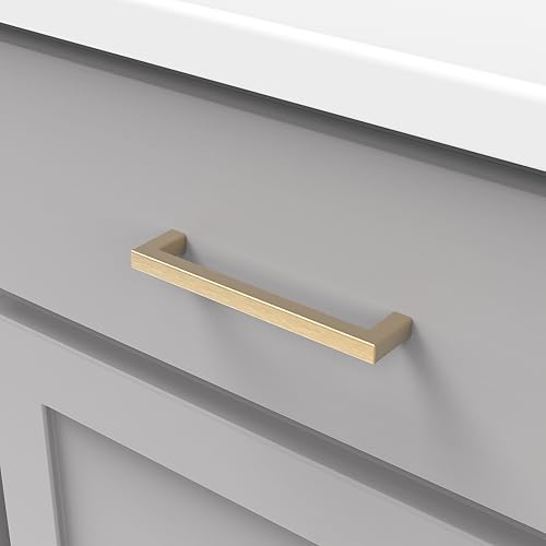 Hickory Hardware Solid Core Kitchen Cabinet Pulls, Luxury Cabinet Handles, Hardware for Doors & Dresser Drawers, 5-1/16 Inch (128mm) Hole Center, Brushed Golden Brass, Skylight Collection (Pack of 1) - Image 4