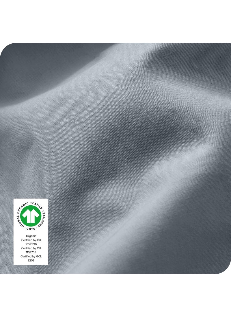 Bare Home Bare Home 100% Organic Cotton Queen Bottom Sheet - Crisp Percale Weave - Lightweight & Breathable - Deep Pocket Fitted Sheet (Queen  Dusty Blue)  - Image 4
