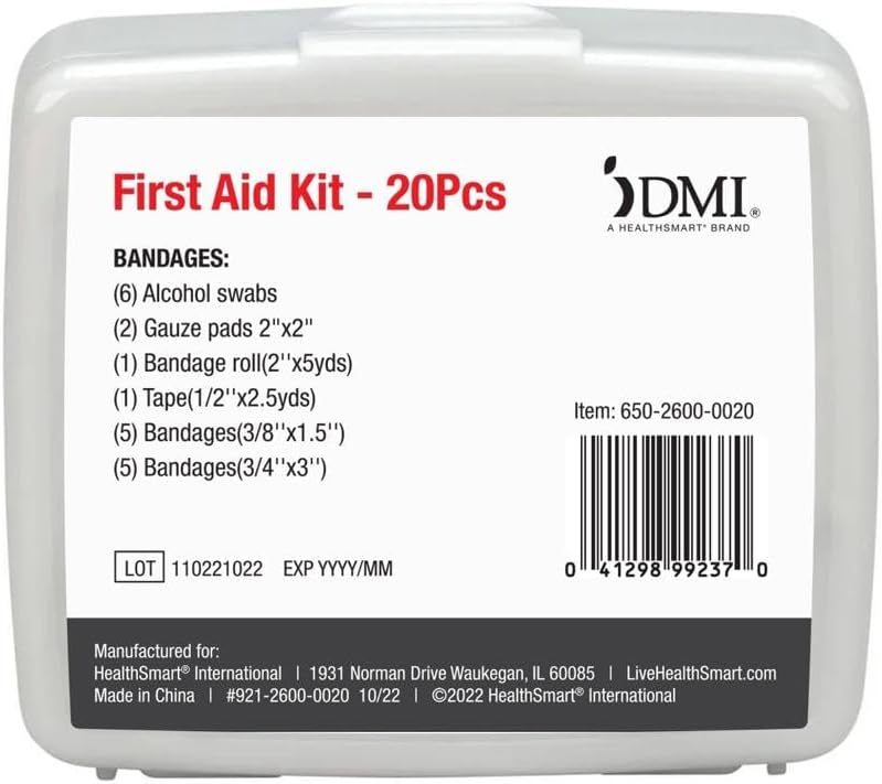 DMI Mini 20Piece FirstAid Kit AllPurpose Use for Minor Cuts and Scrapes Durable WaterResistant Case Convenient and Portable FSA  HSA Eligible - Image 4