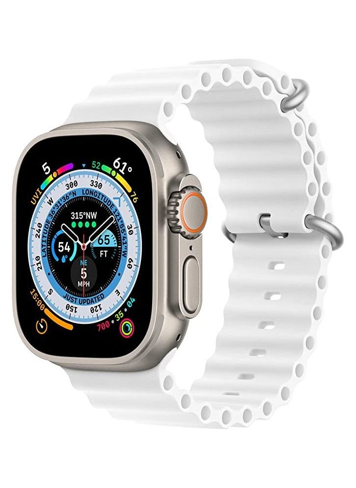 Generic - Replacement Ocean Band for Apple Watch 45mm and 49mm HK8 PRO MAX & HK9 PRO & X8+ Ultra & DT8 MAX & Microwaer Adjustable Sport Stretch Silicone - Image 1