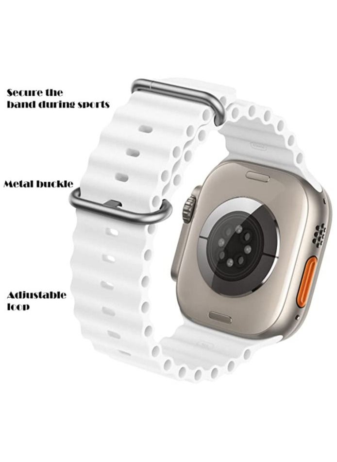 Generic - Replacement Ocean Band for Apple Watch 45mm and 49mm HK8 PRO MAX & HK9 PRO & X8+ Ultra & DT8 MAX & Microwaer Adjustable Sport Stretch Silicone - Image 1