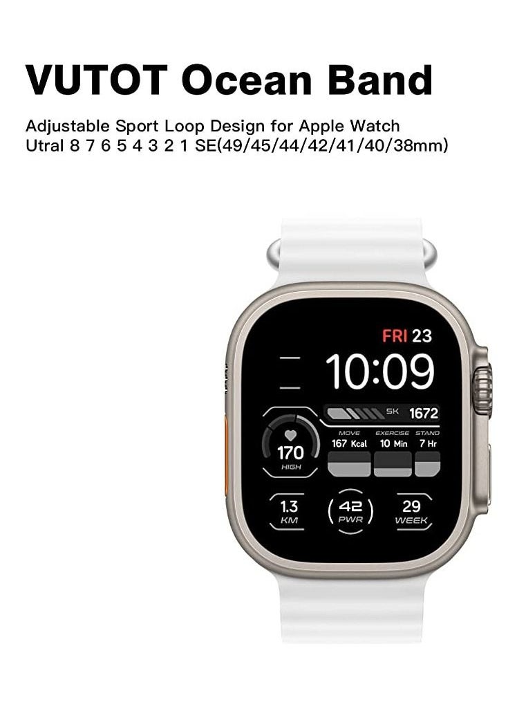 Generic - Replacement Ocean Band for Apple Watch 45mm and 49mm HK8 PRO MAX & HK9 PRO & X8+ Ultra & DT8 MAX & Microwaer Adjustable Sport Stretch Silicone - Image 1