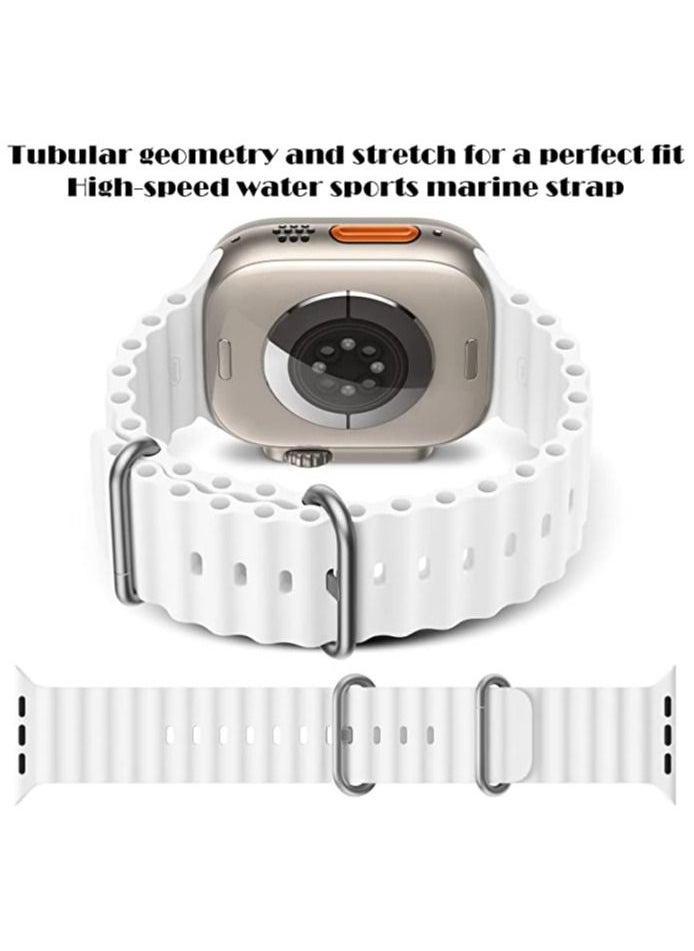 Generic - Replacement Ocean Band for Apple Watch 45mm and 49mm HK8 PRO MAX & HK9 PRO & X8+ Ultra & DT8 MAX & Microwaer Adjustable Sport Stretch Silicone - Image 1