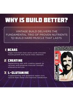 Vintage Build – Post Workout Recovery & Muscle Building Powder Drink for Muscular Strength & Growth - Reduces Soreness – Creatine Monohydrate, BCAAs, L-Glutamine – Juicy Watermelon Flavor – 330g
