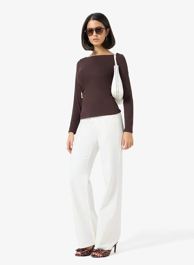 Only  Onlelena Long Sleeve Boat Neck Top for Women | Best Price UAE