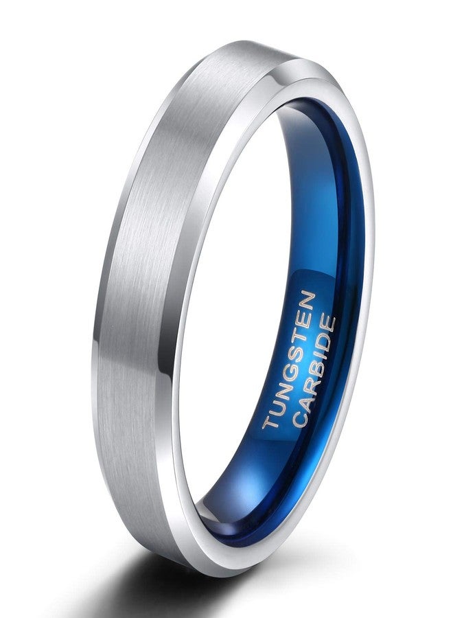 TRUMIUM خواتم تنجستين كاربيد 6 مم للرجال والنساء، خاتم زفاف بتصميم ثنائي اللون فضي أزرق غير لامع، مريح للارتداء، مقاس 13 - Image 1