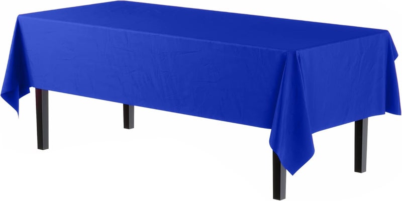 Exquisite 12-Pack Premium Plastic Tablecloth 54in. x 108in. Rectangle Table Cover - Dark Blue - Image 2