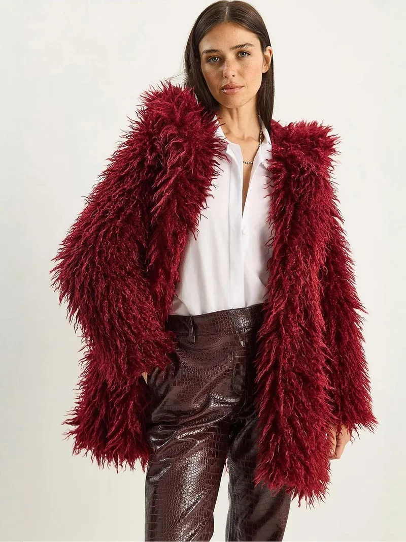 بيانكو لوتشي جاكيت فرو صناعي بغطاء رأس من لوكسي