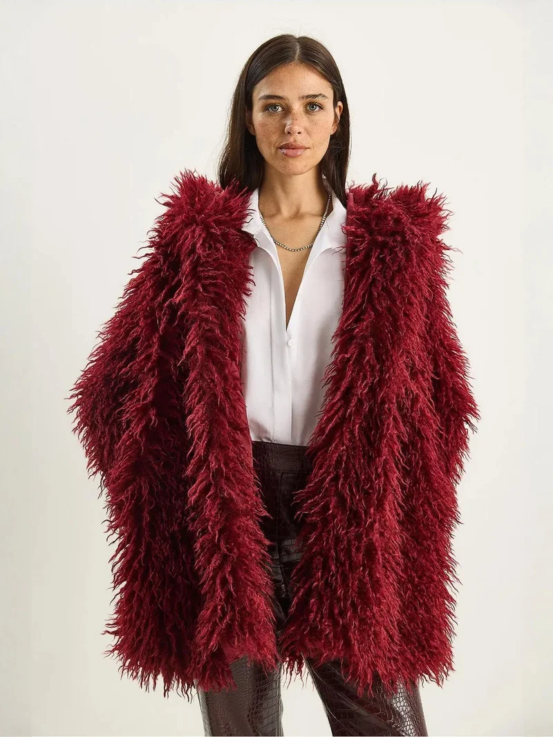 بيانكو لوتشي جاكيت فرو صناعي بغطاء رأس من لوكسي