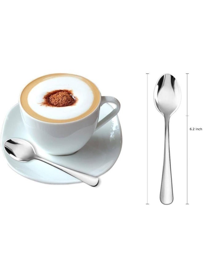 MOMENT 6 Pieces Teaspoons Set (6.2 Inch), Spoons Silverware, Stainless Steel Tea Spoons, Small Spoons, Mirror Polished Teaspoon, Dessert Spoons For Home, Kitchen, Restaurant, Dishwasher Safe - Image 2