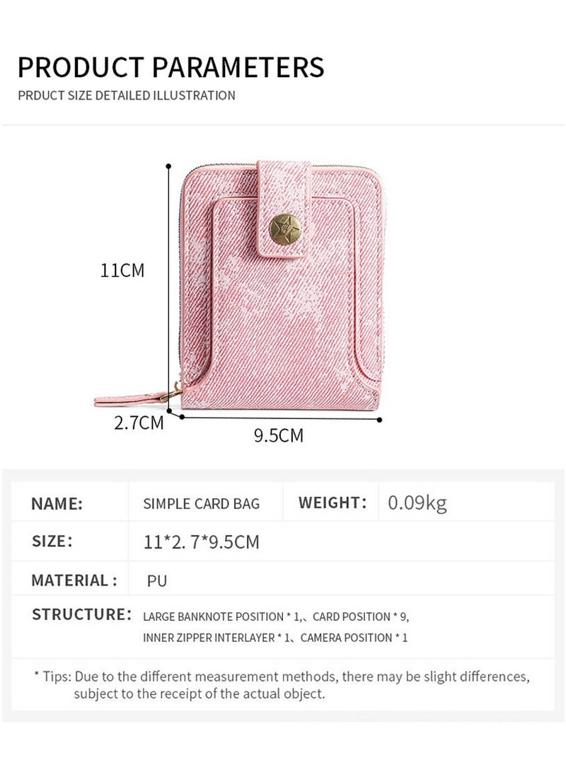 Y&D Small Wallet for Women Ladies Bifold Card Holder Rfid Slim Coin Purse Zipper Short Wallets Fashion Leather Pink - Image 5