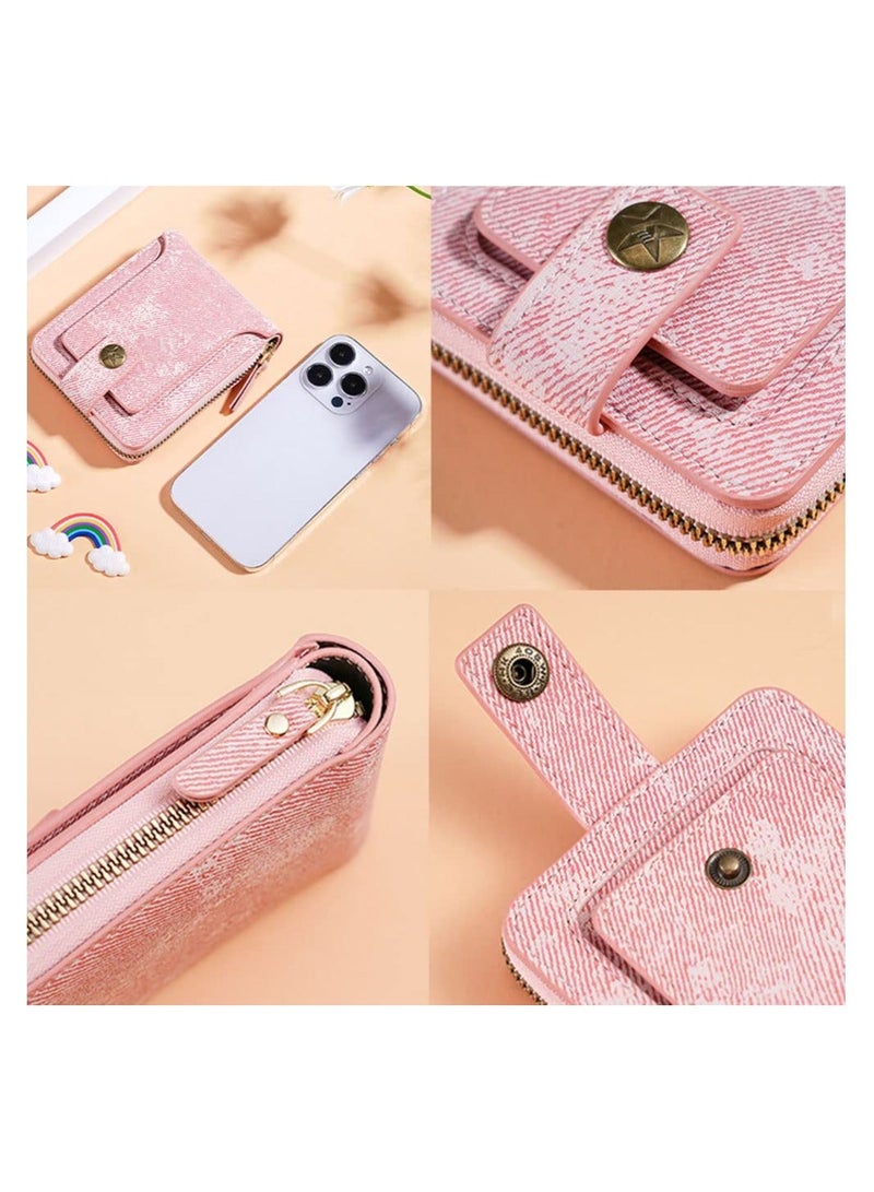 Y&D Small Wallet for Women Ladies Bifold Card Holder Rfid Slim Coin Purse Zipper Short Wallets Fashion Leather Pink - Image 2
