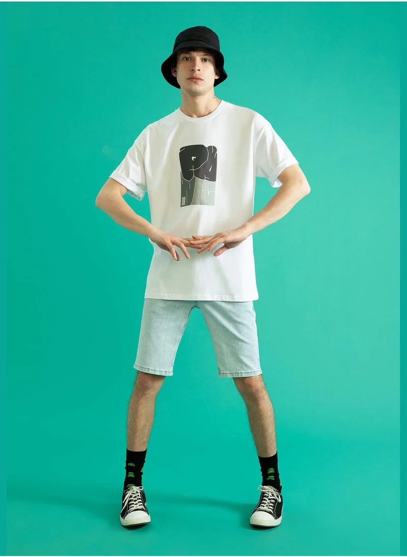 DeFacto Boxy Fit Short Sleeve Picture Print T-Shirt