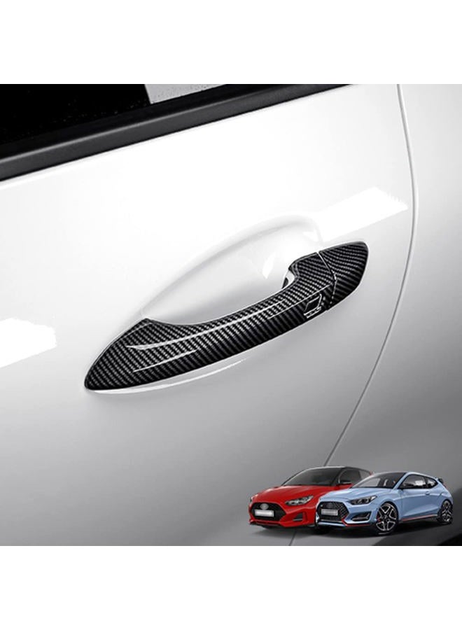 JUIVEEL Carbon Fiber Style Door Handle Covers Compatible with 2019-2022 Hyundai Veloster JS N line Automotive Accessories - Image 3