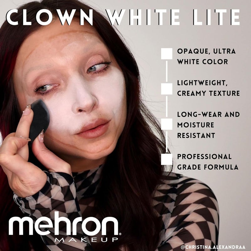 Mehron Makeup Clown White Lite - Professional White Cream Face Paint for Clowns, Mimes, Cosplay, and Halloween - 2 oz (56g) - Image 3