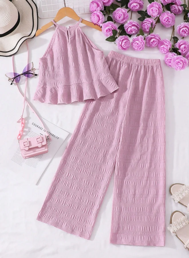 تايك تو مجموعة من بنطال بخصر مطاطي وبلوزة بلا أكمام ونسيج بارز