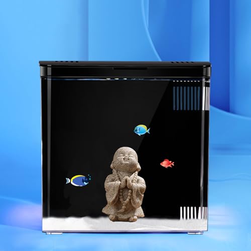 Carefree Fish 1.2Gallon Small Fish Tank Office USB Aquarium LED Light with Filter (Include Sand and Tiny Buddha) for Small Fish and Shrimp - Image 1
