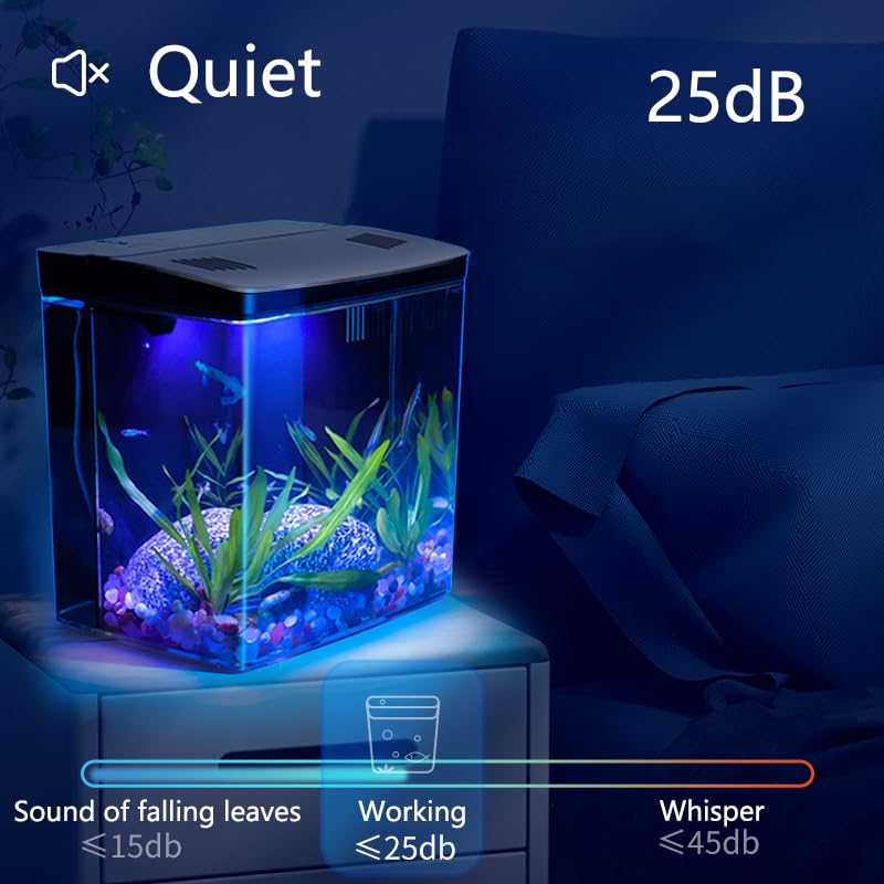 Carefree Fish 1.2Gallon Small Fish Tank Office USB Aquarium LED Light with Filter (Include Sand and Tiny Buddha) for Small Fish and Shrimp - Image 5