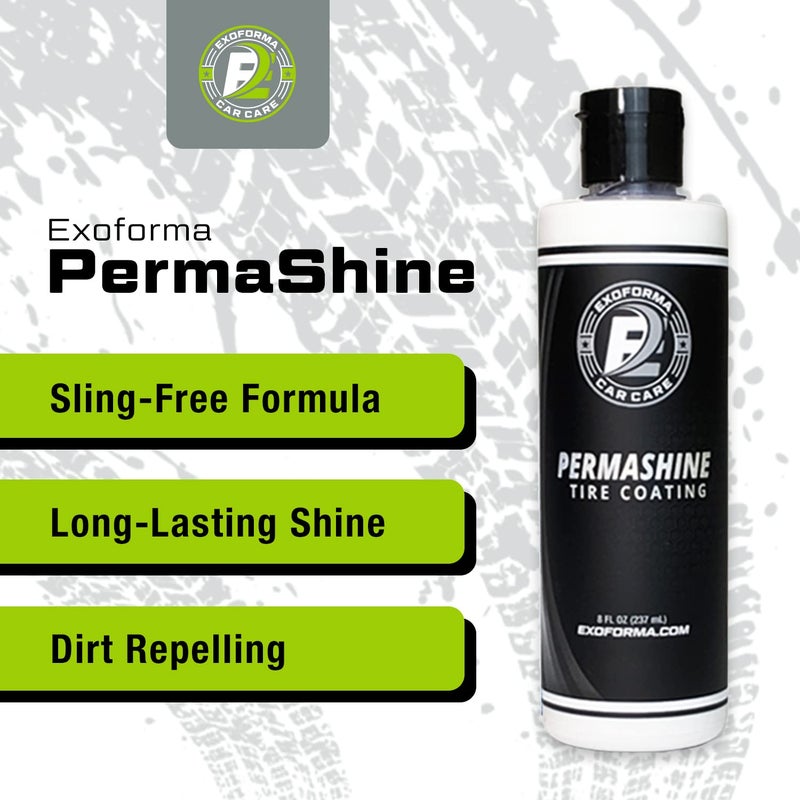 ExoForma PermaShine Tire Coating & Dressing - Extreme High Shine & Durability - Long-Lasting Acrylic Anti-Stick No-Sling Protection - Wonâ€™t Wash Off - Dries Fast to The Touch - 8 fl oz - Image 2