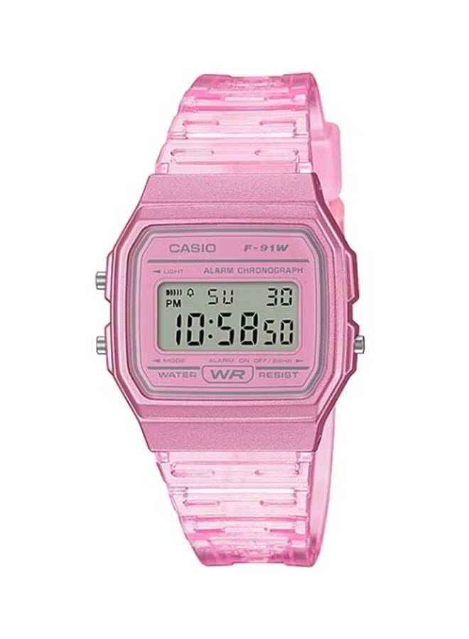 CASIO ساعة رقمية للشباب من النساء F-91WS-4DF - 46 مم - وردي - Image 1