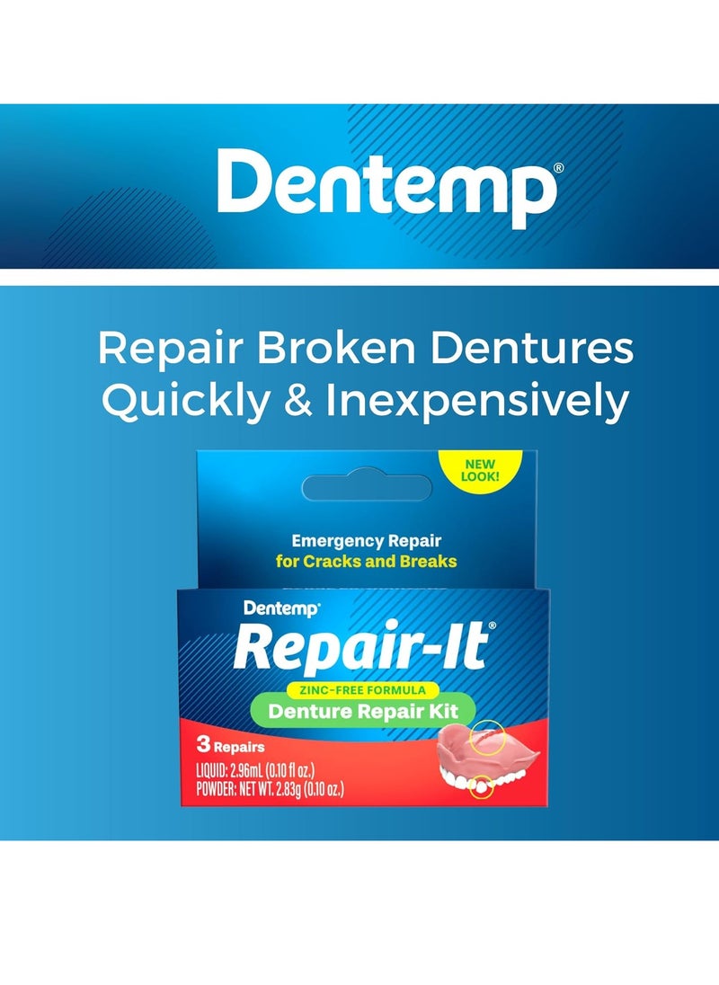 Dentemp - Dentemp Repair Kit - Repair-It Advanced Formula Denture Repair Kit (Pack of 3) - Denture Repair Kit Repairs Broken Dentures - Denture Repair to Mend Cracks & Replace Loose Teeth - Image 1