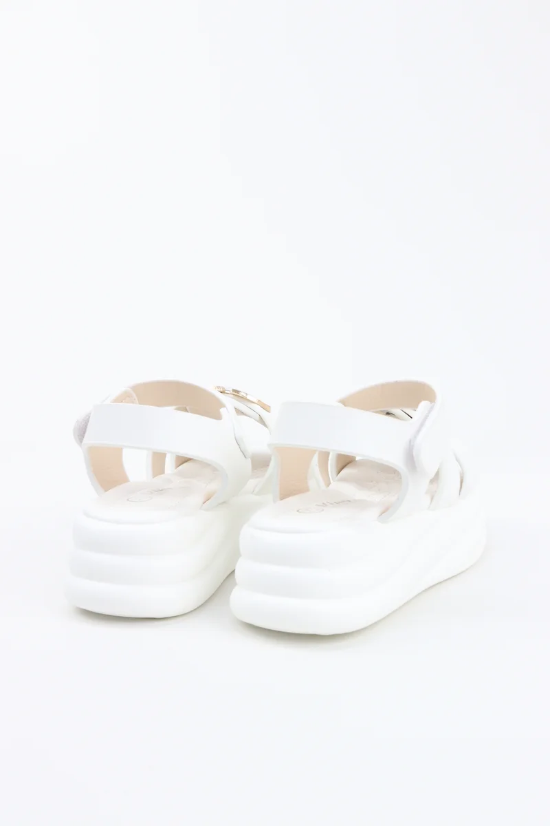 Viny WHITE VINY Girls Wedge Heel Sandals – Elegant Rhinestone Buckle Sandals for Girls, Comfortable Platform Sandals, Princess Party & Wedding Footwear for Kids (Black, Pink, White, Beige) for Women | Best Price UAE