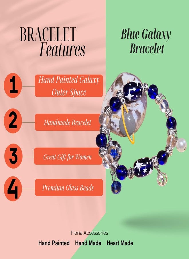 fiona Solar System Bracelet Jewelry, Galaxy Space Planet Universe Earth Astronomy Beaded Charm Bracelet, Birthday Christmas Gift for Women, Blue Miniverse, 1 pc - Image 5