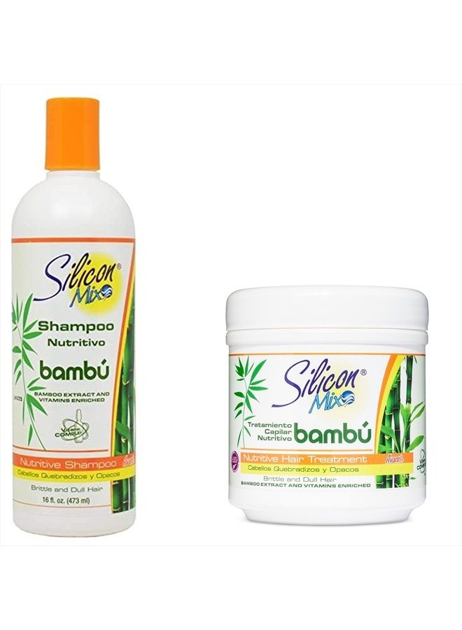 Silicon mix hair treatment and shampoo 16 oz Combo Set (BAMBOO) - Image 1