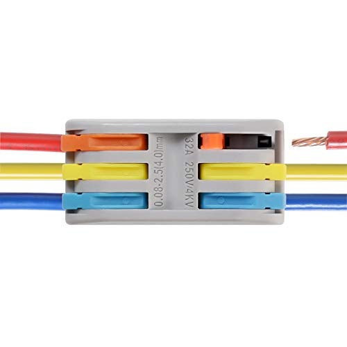 VAMRONE Wire Connectors Nuts, 50Pcs 3 Conductor Compact Splicing Wire Connectors with Colored, 2 and 3 Circuit Inline Splices, 28-12 AWG[ SPL-3] - Image 3