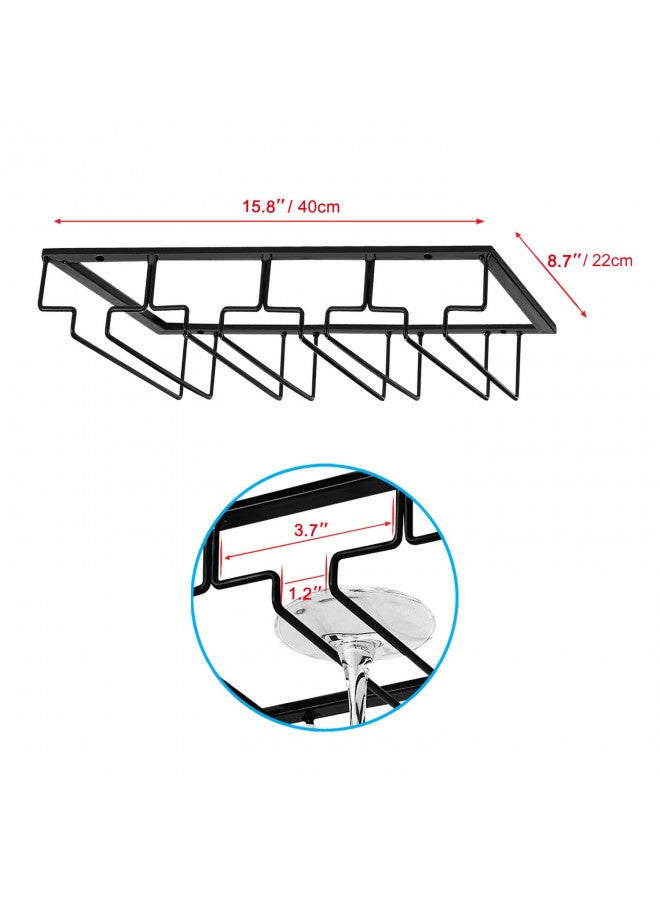 MOCOUM Wine Glasses Rack Under Cabinet Stemware Rack,Wine Glass Hanger Rack Wire Wine Glass Holder Storage Hanger for Cabinet Kitchen Bar (4 Rows) - Image 2