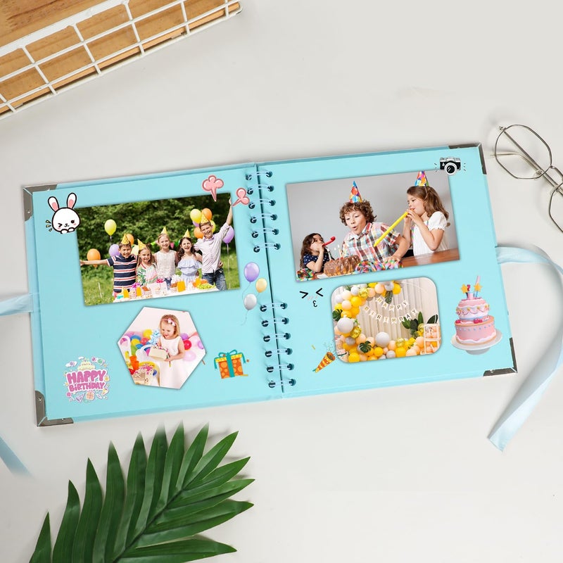 LOYAL BOOK Scrapbook (8 x 8 inch) Scrapbook Album 60 Pages Ideal for Your DIY Scrapbooking Albums Wedding and Anniversary Family Photo Album (blue) - Image 4