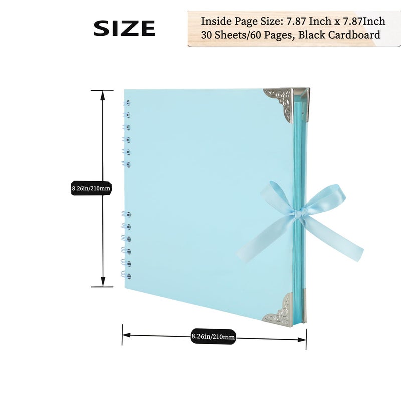 LOYAL BOOK Scrapbook (8 x 8 inch) Scrapbook Album 60 Pages Ideal for Your DIY Scrapbooking Albums Wedding and Anniversary Family Photo Album (blue) - Image 2