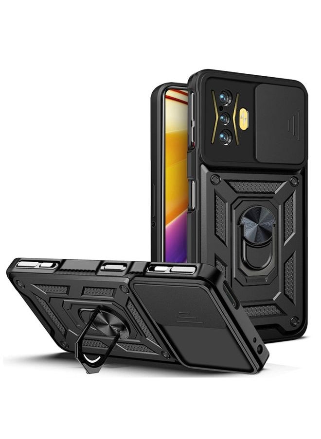 HuHa Case Cover For Xiaomi Poco F4 GT / Redmi K50 Gaming Sliding Camera Cover Design TPU+PC Phone Case Black 