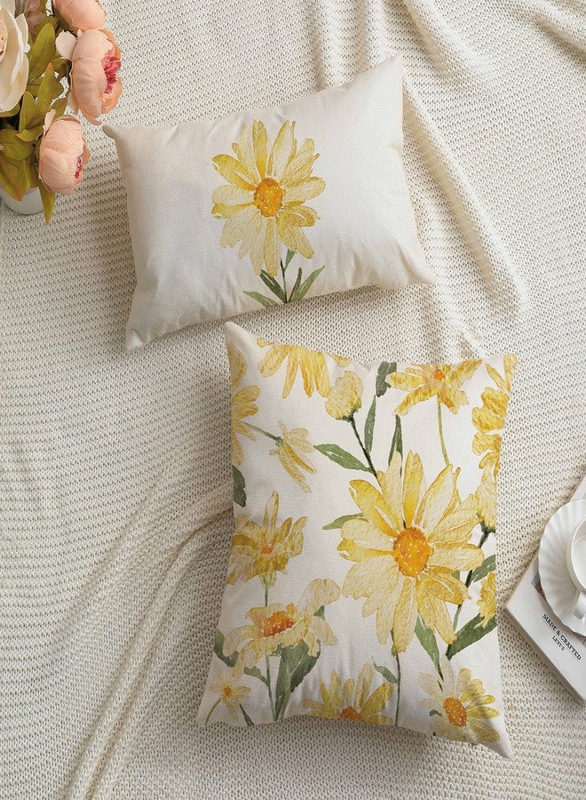 DFXSZ Summer Pillow Covers 18x18 Set of 4 Watercolor Daisy Throw Pillow Covers Hello Sunshine Summer Yellow Outdoor Décor Cushion Case Decoration for Home Couch Chair Sofa - Image 3